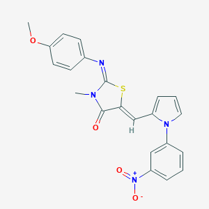 molecular formula C22H18N4O4S B298435 (2Z,5Z)-2-[(4-methoxyphenyl)imino]-3-methyl-5-{[1-(3-nitrophenyl)-1H-pyrrol-2-yl]methylidene}-1,3-thiazolidin-4-one 