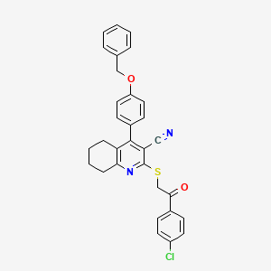 2-[2-(4-Chlorophenyl)-2-oxoethyl]sulfanyl-4-(4-phenylmethoxyphenyl)-5,6,7,8-tetrahydroquinoline-3-carbonitrile