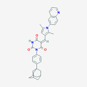 molecular formula C36H34N4O3 B298436 1-[4-(1-adamantyl)phenyl]-5-{[2,5-dimethyl-1-(6-quinolinyl)-1H-pyrrol-3-yl]methylene}-2,4,6(1H,3H,5H)-pyrimidinetrione 