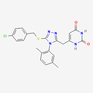 molecular formula C22H20ClN5O2S B2984363 6-[[5-[(4-chlorophenyl)methylsulfanyl]-4-(2,5-dimethylphenyl)-1,2,4-triazol-3-yl]methyl]-1H-pyrimidine-2,4-dione CAS No. 852048-55-6