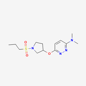 molecular formula C13H22N4O3S B2984365 N,N-dimethyl-6-((1-(propylsulfonyl)pyrrolidin-3-yl)oxy)pyridazin-3-amine CAS No. 2034483-68-4