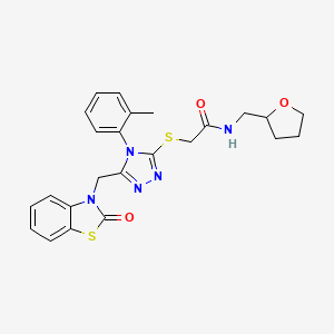 2-((5-((2-oxobenzo[d]thiazol-3(2H)-yl)methyl)-4-(o-tolyl)-4H-1,2,4-triazol-3-yl)thio)-N-((tetrahydrofuran-2-yl)methyl)acetamide