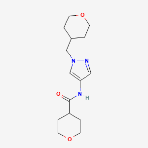 molecular formula C15H23N3O3 B2984376 N-(1-((tetrahydro-2H-pyran-4-yl)methyl)-1H-pyrazol-4-yl)tetrahydro-2H-pyran-4-carboxamide CAS No. 1706080-78-5