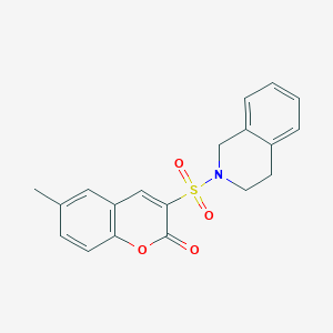 molecular formula C19H17NO4S B2984381 3-((3,4-dihydroisoquinolin-2(1H)-yl)sulfonyl)-6-methyl-2H-chromen-2-one CAS No. 950281-62-6