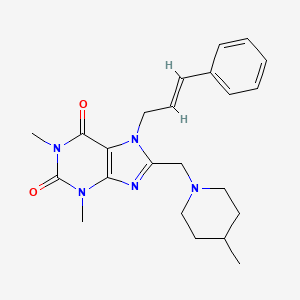7-cinnamyl-1,3-dimethyl-8-((4-methylpiperidin-1-yl)methyl)-1H-purine-2,6(3H,7H)-dione
