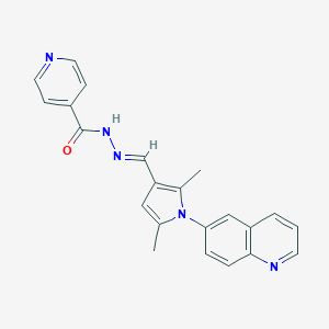 molecular formula C22H19N5O B298439 N'-{[2,5-dimethyl-1-(6-quinolinyl)-1H-pyrrol-3-yl]methylene}isonicotinohydrazide 