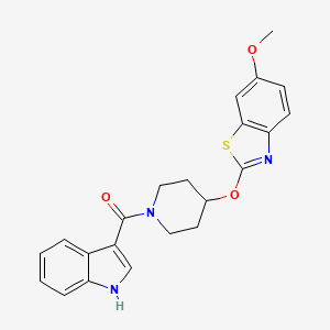 molecular formula C22H21N3O3S B2984390 (1H-indol-3-yl)(4-((6-methoxybenzo[d]thiazol-2-yl)oxy)piperidin-1-yl)methanone CAS No. 1324297-65-5