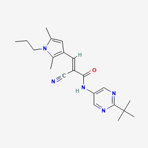 molecular formula C21H27N5O B2984393 (E)-N-(2-Tert-butylpyrimidin-5-yl)-2-cyano-3-(2,5-dimethyl-1-propylpyrrol-3-yl)prop-2-enamide CAS No. 1424658-02-5