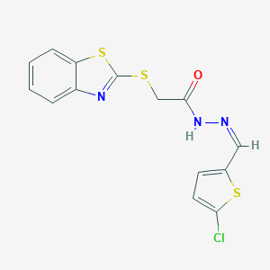 molecular formula C14H10ClN3OS3 B298440 2-(1,3-benzothiazol-2-ylsulfanyl)-N'-[(5-chloro-2-thienyl)methylene]acetohydrazide 