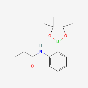 molecular formula C15H22BNO3 B2984406 N-(2-(4,4,5,5-tetramethyl-1,3,2-dioxaborolan-2-yl)phenyl)propionamide CAS No. 397843-97-9