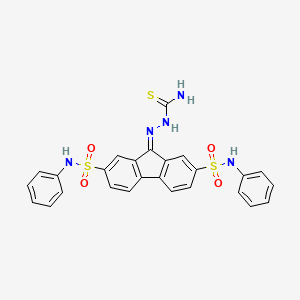 molecular formula C26H21N5O4S3 B2984415 2-(2,7-bis(N-phenylsulfamoyl)-9H-fluoren-9-ylidene)hydrazinecarbothioamide CAS No. 321979-67-3