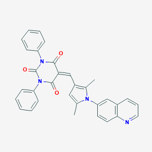 molecular formula C32H24N4O3 B298442 5-{[2,5-dimethyl-1-(6-quinolinyl)-1H-pyrrol-3-yl]methylene}-1,3-diphenyl-2,4,6(1H,3H,5H)-pyrimidinetrione 