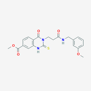 molecular formula C21H21N3O5S B2984424 3-(3-((3-甲氧基苄基)氨基)-3-氧代丙基)-4-氧代-2-硫代-1,2,3,4-四氢喹唑啉-7-羧酸甲酯 CAS No. 946253-63-0