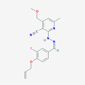 2-{2-[4-(Allyloxy)-3-iodobenzylidene]hydrazino}-4-(methoxymethyl)-6-methylnicotinonitrile