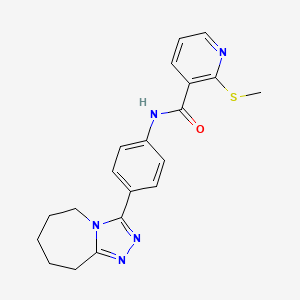 molecular formula C20H21N5OS B2984441 2-methylsulfanyl-N-[4-(6,7,8,9-tetrahydro-5H-[1,2,4]triazolo[4,3-a]azepin-3-yl)phenyl]pyridine-3-carboxamide CAS No. 756863-04-4