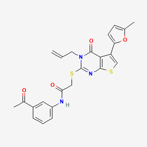 molecular formula C24H21N3O4S2 B2984444 N-(3-acetylphenyl)-2-[5-(5-methylfuran-2-yl)-4-oxo-3-prop-2-enylthieno[2,3-d]pyrimidin-2-yl]sulfanylacetamide CAS No. 670273-65-1