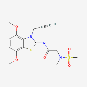 molecular formula C16H19N3O5S2 B2984459 (E)-N-(4,7-dimethoxy-3-(prop-2-yn-1-yl)benzo[d]thiazol-2(3H)-ylidene)-2-(N-methylmethylsulfonamido)acetamide CAS No. 1173483-48-1