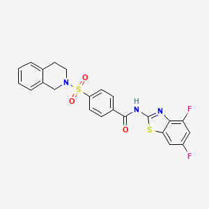 molecular formula C23H17F2N3O3S2 B2984466 N-(4,6-difluorobenzo[d]thiazol-2-yl)-4-((3,4-dihydroisoquinolin-2(1H)-yl)sulfonyl)benzamide CAS No. 905691-07-8