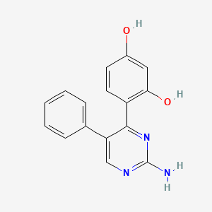 molecular formula C16H13N3O2 B2984471 4-(2-Amino-5-phenylpyrimidin-4-yl)benzene-1,3-diol CAS No. 900291-48-7