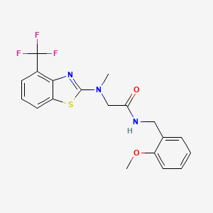 molecular formula C19H18F3N3O2S B2984474 N-(2-methoxybenzyl)-2-(methyl(4-(trifluoromethyl)benzo[d]thiazol-2-yl)amino)acetamide CAS No. 1396680-22-0