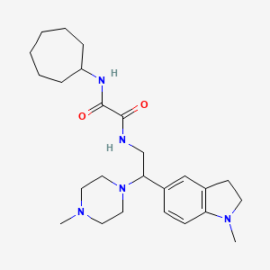 molecular formula C25H39N5O2 B2984484 N1-cycloheptyl-N2-(2-(1-methylindolin-5-yl)-2-(4-methylpiperazin-1-yl)ethyl)oxalamide CAS No. 921925-18-0