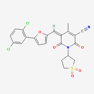 (5Z)-5-[[5-(2,5-Dichlorophenyl)furan-2-yl]methylidene]-1-(1,1-dioxothiolan-3-yl)-4-methyl-2,6-dioxopyridine-3-carbonitrile