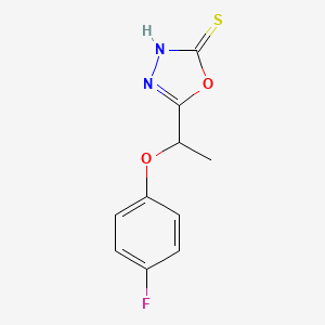 molecular formula C10H9FN2O2S B2984520 5-[1-(4-Fluorophenoxy)ethyl]-1,3,4-oxadiazole-2-thiol CAS No. 781632-83-5