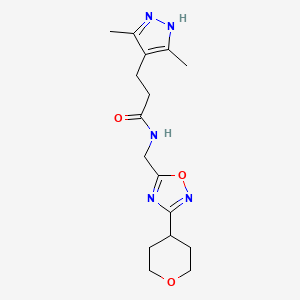 3-(3,5-dimethyl-1H-pyrazol-4-yl)-N-((3-(tetrahydro-2H-pyran-4-yl)-1,2,4-oxadiazol-5-yl)methyl)propanamide
