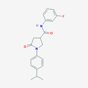 molecular formula C20H21FN2O2 B298453 N-(3-fluorophenyl)-1-(4-isopropylphenyl)-5-oxo-3-pyrrolidinecarboxamide 