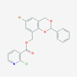 (6-bromo-2-phenyl-4H-1,3-benzodioxin-8-yl)methyl 2-chloropyridine-3-carboxylate