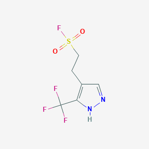 molecular formula C6H6F4N2O2S B2984540 2-[5-(Trifluoromethyl)-1H-pyrazol-4-yl]ethanesulfonyl fluoride CAS No. 2137817-69-5