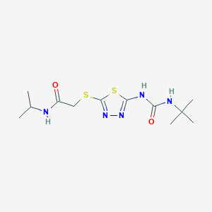 molecular formula C12H21N5O2S2 B2984541 2-((5-(3-(tert-butyl)ureido)-1,3,4-thiadiazol-2-yl)thio)-N-isopropylacetamide CAS No. 946323-37-1