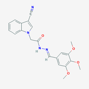 molecular formula C21H20N4O4 B298455 2-(3-cyano-1H-indol-1-yl)-N'-(3,4,5-trimethoxybenzylidene)acetohydrazide 