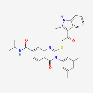 3-(3,5-dimethylphenyl)-N-isopropyl-2-((2-(2-methyl-1H-indol-3-yl)-2-oxoethyl)thio)-4-oxo-3,4-dihydroquinazoline-7-carboxamide