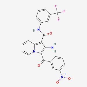 molecular formula C23H15F3N4O4 B2984554 2-amino-3-(3-nitrobenzoyl)-N-[3-(trifluoromethyl)phenyl]indolizine-1-carboxamide CAS No. 904266-73-5
