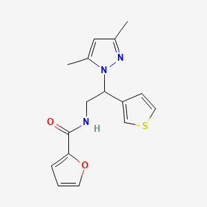molecular formula C16H17N3O2S B2984558 N-(2-(3,5-二甲基-1H-吡唑-1-基)-2-(噻吩-3-基)乙基)呋喃-2-甲酰胺 CAS No. 2034346-71-7