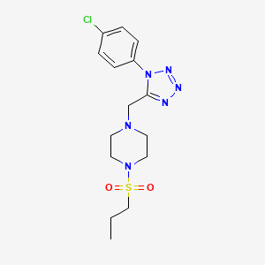 molecular formula C15H21ClN6O2S B2984566 1-((1-(4-chlorophenyl)-1H-tetrazol-5-yl)methyl)-4-(propylsulfonyl)piperazine CAS No. 1049482-15-6