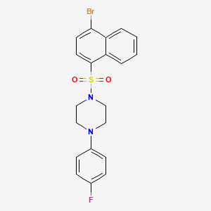 molecular formula C20H18BrFN2O2S B2984574 4-Bromo-1-{[4-(4-fluorophenyl)piperazinyl]sulfonyl}naphthalene CAS No. 325813-04-5