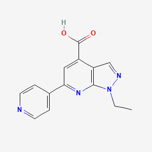molecular formula C14H12N4O2 B2984575 1-ethyl-6-(pyridin-4-yl)-1H-pyrazolo[3,4-b]pyridine-4-carboxylic acid CAS No. 954251-87-7
