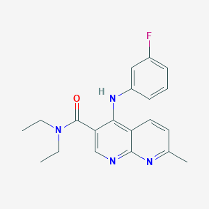 molecular formula C20H21FN4O B2984579 N,N-diethyl-4-((3-fluorophenyl)amino)-7-methyl-1,8-naphthyridine-3-carboxamide CAS No. 1251611-39-8