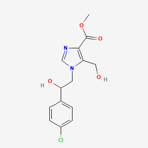 molecular formula C14H15ClN2O4 B2984580 methyl 1-[2-(4-chlorophenyl)-2-hydroxyethyl]-5-(hydroxymethyl)-1H-imidazole-4-carboxylate CAS No. 1984183-51-8
