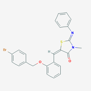molecular formula C24H19BrN2O2S B298459 (2E,5E)-5-{2-[(4-bromobenzyl)oxy]benzylidene}-3-methyl-2-(phenylimino)-1,3-thiazolidin-4-one 