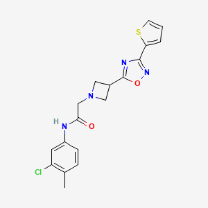 molecular formula C18H17ClN4O2S B2984592 N-(3-chloro-4-methylphenyl)-2-(3-(3-(thiophen-2-yl)-1,2,4-oxadiazol-5-yl)azetidin-1-yl)acetamide CAS No. 1327316-80-2