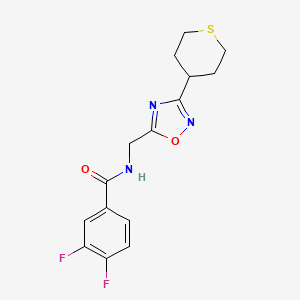 molecular formula C15H15F2N3O2S B2984604 3,4-difluoro-N-((3-(tetrahydro-2H-thiopyran-4-yl)-1,2,4-oxadiazol-5-yl)methyl)benzamide CAS No. 2034536-91-7