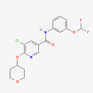 molecular formula C18H17ClF2N2O4 B2984606 5-chloro-N-(3-(difluoromethoxy)phenyl)-6-((tetrahydro-2H-pyran-4-yl)oxy)nicotinamide CAS No. 1903407-77-1
