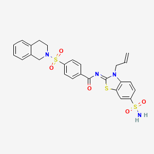 molecular formula C26H24N4O5S3 B2984617 4-(3,4-dihydro-1H-isoquinolin-2-ylsulfonyl)-N-(3-prop-2-enyl-6-sulfamoyl-1,3-benzothiazol-2-ylidene)benzamide CAS No. 865176-43-8