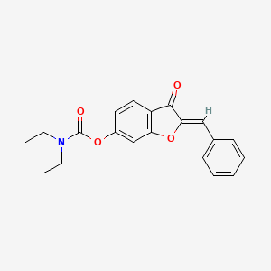 molecular formula C20H19NO4 B2984624 (2Z)-2-benzylidene-3-oxo-2,3-dihydro-1-benzofuran-6-yl diethylcarbamate CAS No. 623116-48-3
