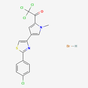 molecular formula C16H11BrCl4N2OS B2984647 2,2,2-trichloro-1-{4-[2-(4-chlorophenyl)-1,3-thiazol-4-yl]-1-methyl-1H-pyrrol-2-yl}ethan-1-one hydrobromide CAS No. 318239-50-8