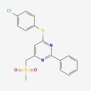 (6-((4-Chlorophenyl)sulfanyl)-2-phenyl-4-pyrimidinyl)methyl methyl sulfone