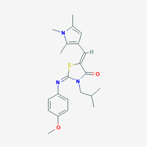 molecular formula C22H27N3O2S B298466 3-isobutyl-2-[(4-methoxyphenyl)imino]-5-[(1,2,5-trimethyl-1H-pyrrol-3-yl)methylene]-1,3-thiazolidin-4-one 